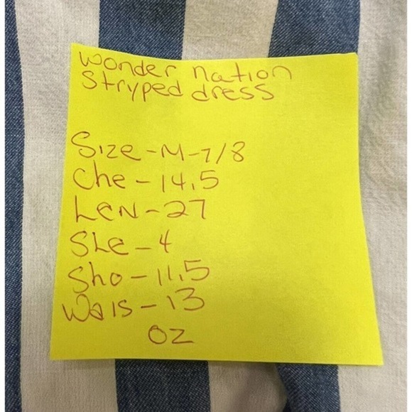 Wonder Nation Striped Girls Dress Size M Buttons Down Front W/Matching Belt - Picture 10 of 10